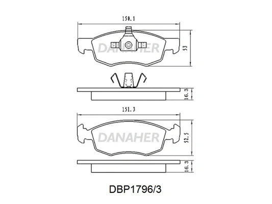 DBP1796/3 DANAHER Комплект тормозных колодок, дисковый тормоз (фото 1)