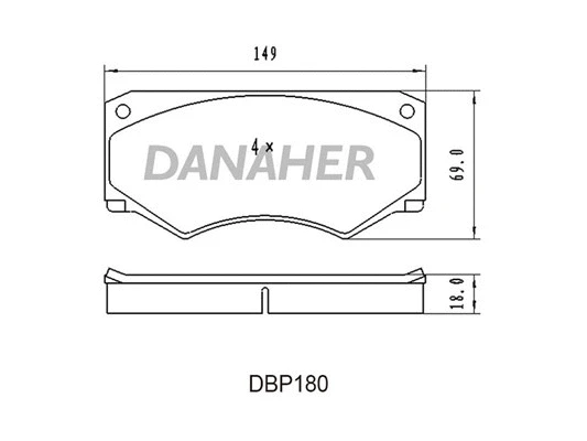 DBP180 DANAHER Комплект тормозных колодок, дисковый тормоз (фото 1)