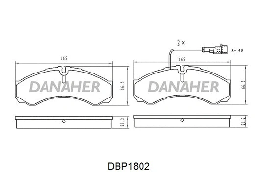 DBP1802 DANAHER Комплект тормозных колодок, дисковый тормоз (фото 1)