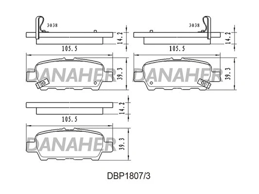 DBP1807/3 DANAHER Комплект тормозных колодок, дисковый тормоз (фото 1)