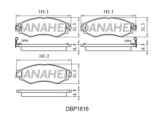 DBP1816 DANAHER Комплект тормозных колодок, дисковый тормоз (фото 1)