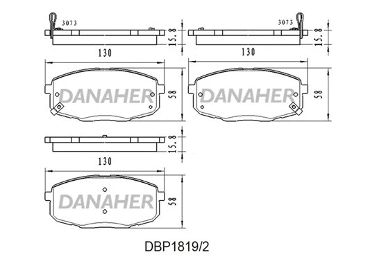 DBP1819/2 DANAHER Комплект тормозных колодок, дисковый тормоз (фото 1)