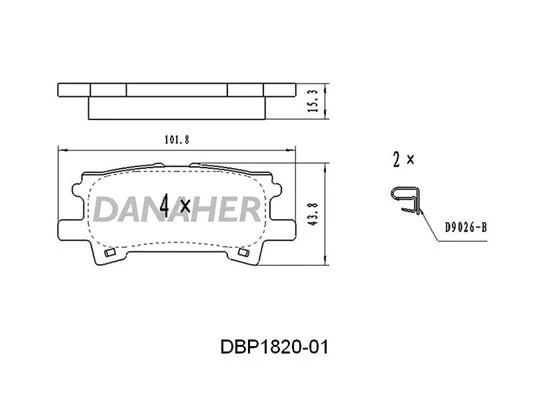 DBP1820-01 DANAHER Комплект тормозных колодок, дисковый тормоз (фото 1)