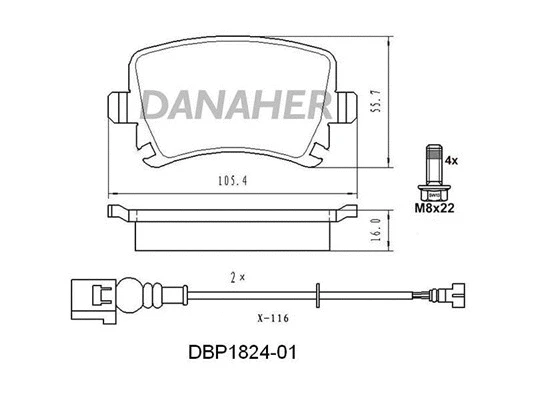 DBP1824-01 DANAHER Комплект тормозных колодок, дисковый тормоз (фото 1)