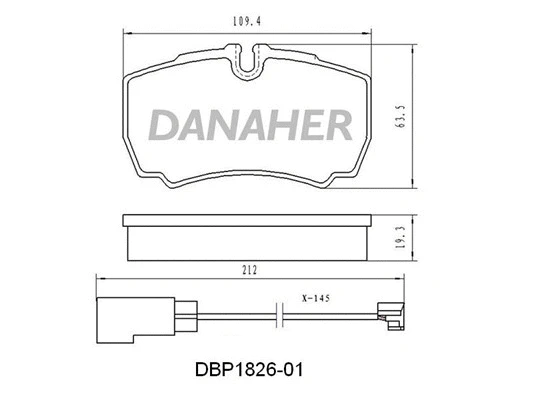 DBP1826-01 DANAHER Комплект тормозных колодок, дисковый тормоз (фото 1)