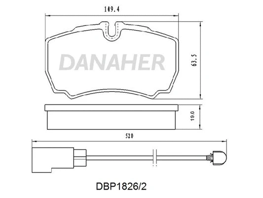 DBP1826/2 DANAHER Комплект тормозных колодок, дисковый тормоз (фото 1)