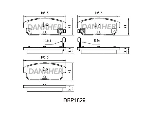 DBP1829 DANAHER Комплект тормозных колодок, дисковый тормоз (фото 1)