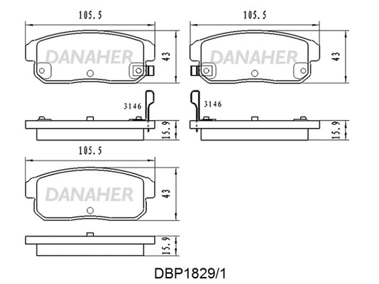 DBP1829/1 DANAHER Комплект тормозных колодок, дисковый тормоз (фото 1)