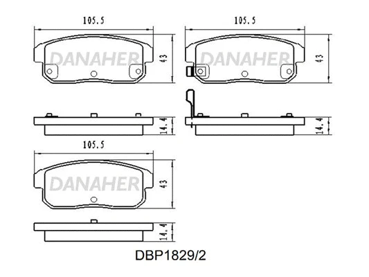 DBP1829/2 DANAHER Комплект тормозных колодок, дисковый тормоз (фото 1)