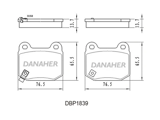 DBP1839 DANAHER Комплект тормозных колодок, дисковый тормоз (фото 1)