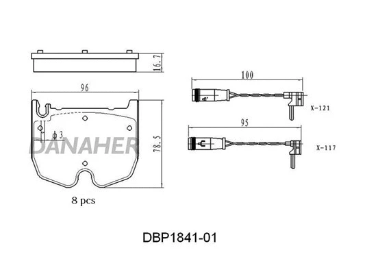 DBP1841-01 DANAHER Комплект тормозных колодок, дисковый тормоз (фото 1)