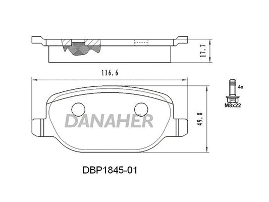 DBP1845-01 DANAHER Комплект тормозных колодок, дисковый тормоз (фото 1)