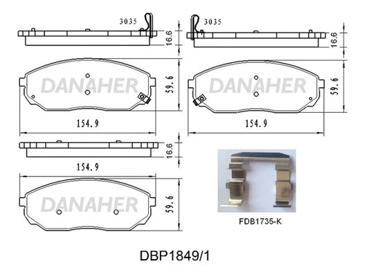 DBP1849/1 DANAHER Комплект тормозных колодок, дисковый тормоз (фото 1)