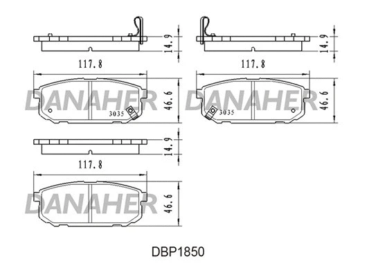 DBP1850 DANAHER Комплект тормозных колодок, дисковый тормоз (фото 1)