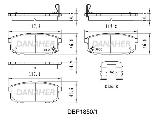 DBP1850/1 DANAHER Комплект тормозных колодок, дисковый тормоз (фото 1)