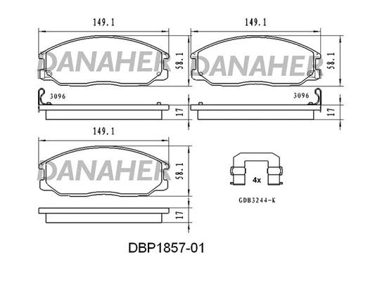 DBP1857-01 DANAHER Комплект тормозных колодок, дисковый тормоз (фото 1)