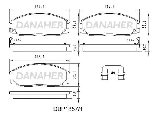 DBP1857/1 DANAHER Комплект тормозных колодок, дисковый тормоз (фото 1)