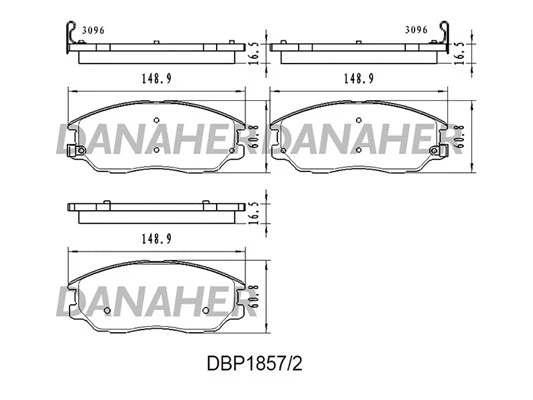 DBP1857/2 DANAHER Комплект тормозных колодок, дисковый тормоз (фото 1)