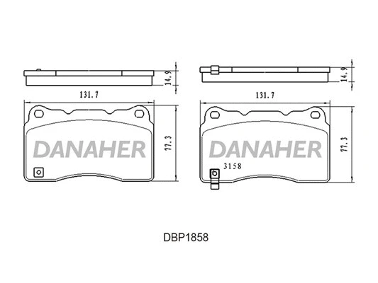 DBP1858 DANAHER Комплект тормозных колодок, дисковый тормоз (фото 1)