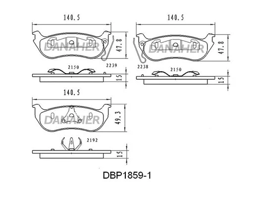 DBP1859/1 DANAHER Комплект тормозных колодок, дисковый тормоз (фото 1)