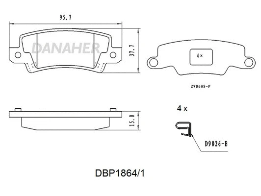 DBP1864/1 DANAHER Комплект тормозных колодок, дисковый тормоз (фото 1)