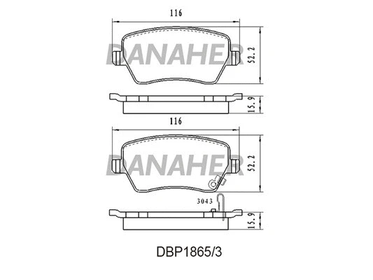 DBP1865/3 DANAHER Комплект тормозных колодок, дисковый тормоз (фото 1)