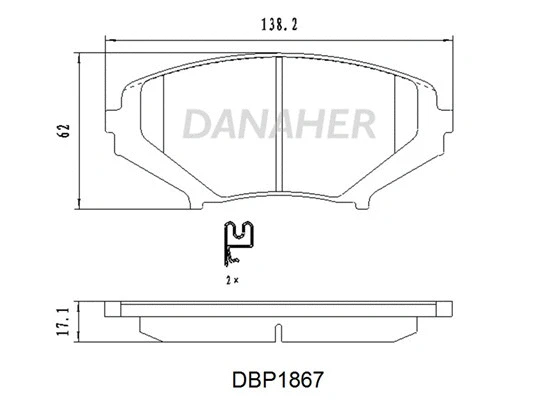 DBP1867 DANAHER Комплект тормозных колодок, дисковый тормоз (фото 1)