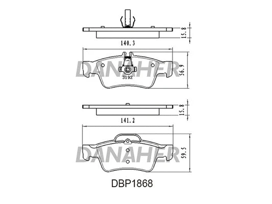 DBP1868 DANAHER Комплект тормозных колодок, дисковый тормоз (фото 1)