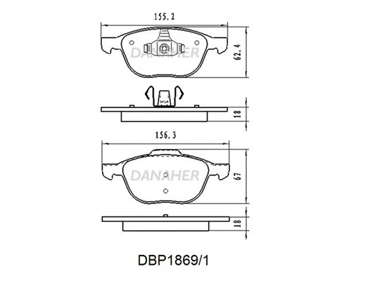 DBP1869/1 DANAHER Комплект тормозных колодок, дисковый тормоз (фото 1)