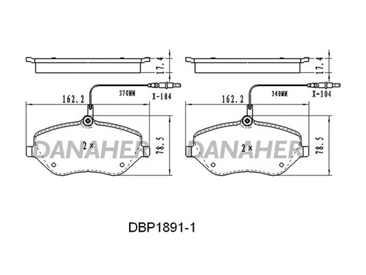 DBP1891/1 DANAHER Комплект тормозных колодок, дисковый тормоз (фото 1)