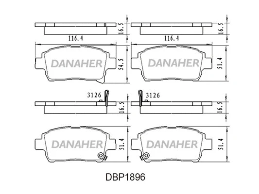 DBP1896 DANAHER Комплект тормозных колодок, дисковый тормоз (фото 1)
