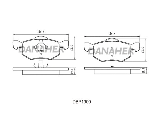 DBP1900 DANAHER Комплект тормозных колодок, дисковый тормоз (фото 1)