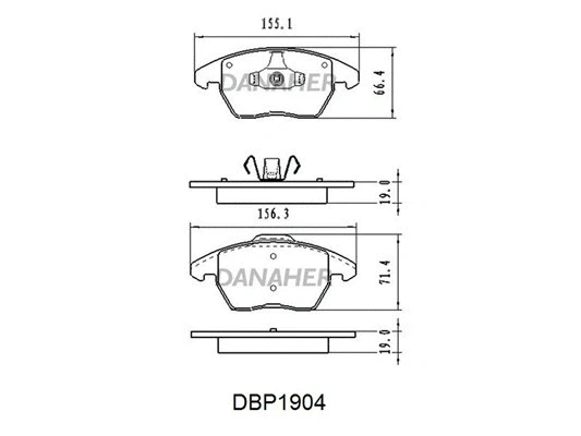 DBP1904 DANAHER Комплект тормозных колодок, дисковый тормоз (фото 1)
