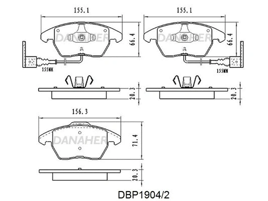 DBP1904/2 DANAHER Комплект тормозных колодок, дисковый тормоз (фото 1)