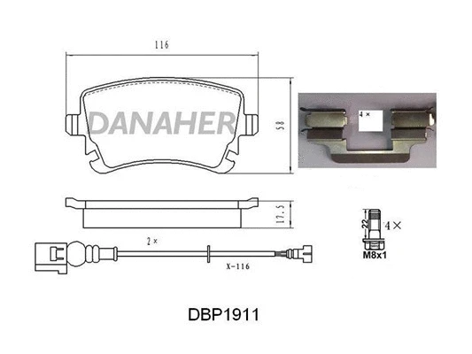 DBP1911 DANAHER Комплект тормозных колодок, дисковый тормоз (фото 1)