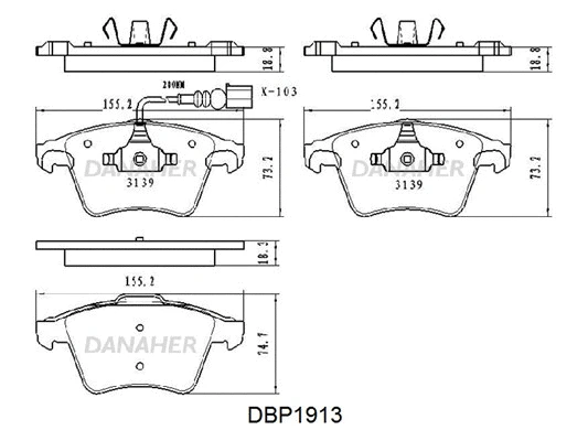 DBP1913 DANAHER Комплект тормозных колодок, дисковый тормоз (фото 1)