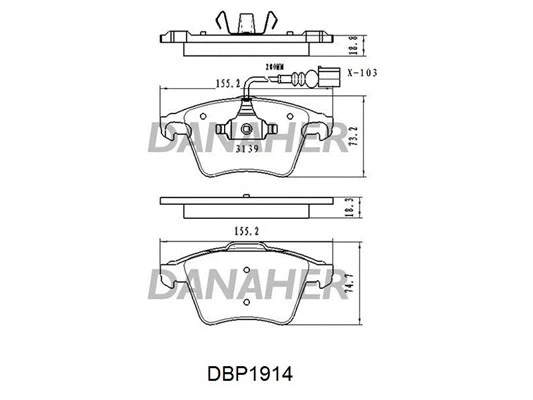 DBP1914 DANAHER Комплект тормозных колодок, дисковый тормоз (фото 1)