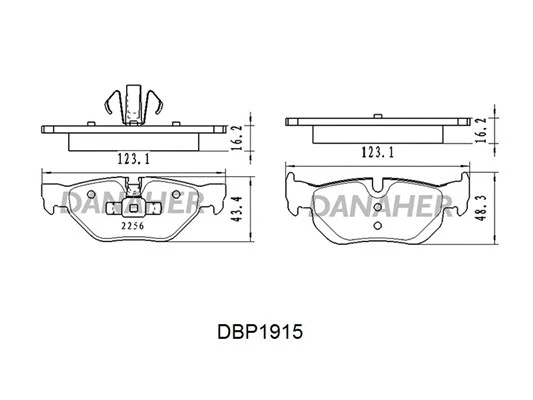 DBP1915 DANAHER Комплект тормозных колодок, дисковый тормоз (фото 1)