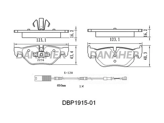 DBP1915-01 DANAHER Комплект тормозных колодок, дисковый тормоз (фото 1)