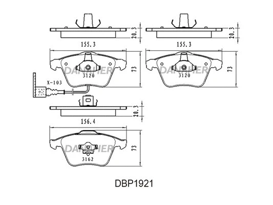 DBP1921 DANAHER Комплект тормозных колодок, дисковый тормоз (фото 1)