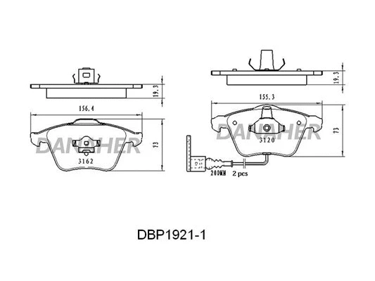 DBP1921/1 DANAHER Комплект тормозных колодок, дисковый тормоз (фото 1)