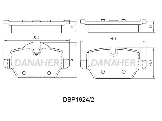 DBP1924/2 DANAHER Комплект тормозных колодок, дисковый тормоз (фото 1)