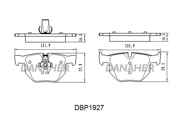 DBP1927 DANAHER Комплект тормозных колодок, дисковый тормоз (фото 1)