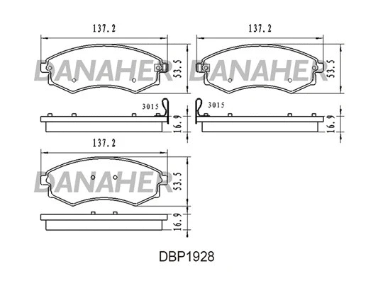 DBP1928 DANAHER Комплект тормозных колодок, дисковый тормоз (фото 1)
