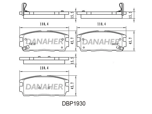 DBP1930 DANAHER Комплект тормозных колодок, дисковый тормоз (фото 1)