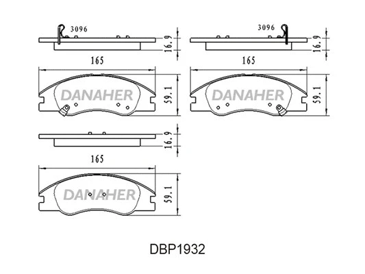 DBP1932 DANAHER Комплект тормозных колодок, дисковый тормоз (фото 1)