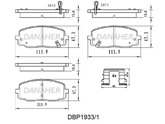 DBP1933/1 DANAHER Комплект тормозных колодок, дисковый тормоз (фото 1)