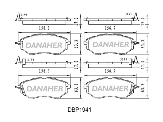 DBP1941 DANAHER Комплект тормозных колодок, дисковый тормоз (фото 1)