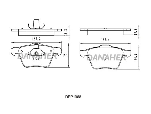 DBP1968 DANAHER Комплект тормозных колодок, дисковый тормоз (фото 1)