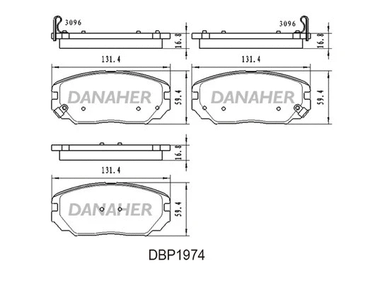 DBP1974 DANAHER Комплект тормозных колодок, дисковый тормоз (фото 1)